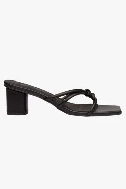 Solsana Anise Strappy Black Leather Mule Event-wear Edit