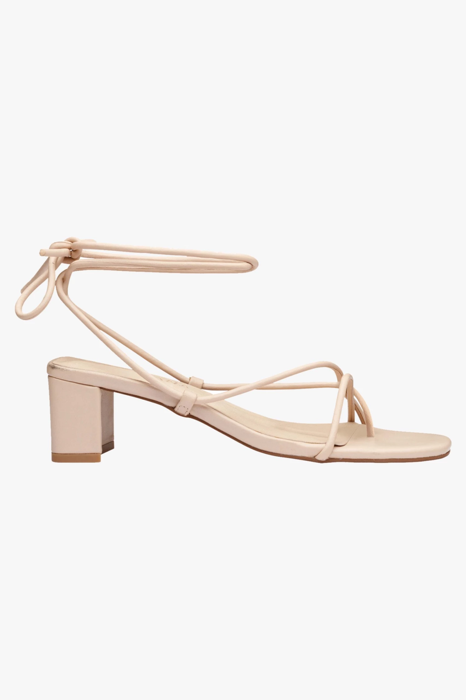 Solsana Cameo Strappy Wrap Tie Nude Leather Heel Get The Look