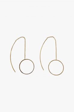 Flo Gives Back 15% To Women In Need Circle Bar Thread Thru Earrings Gold