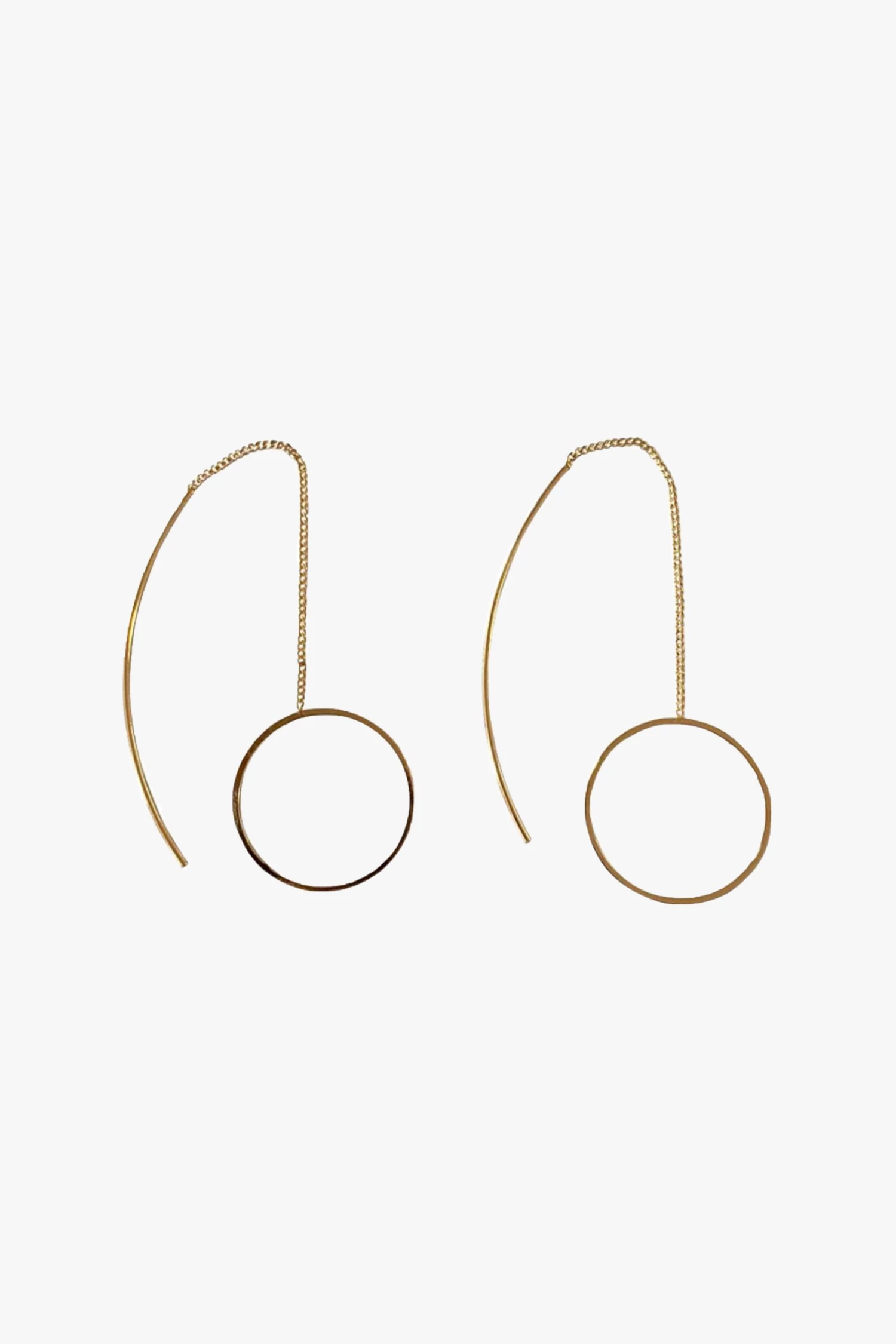 Flo Gives Back 15% To Women In Need Circle Bar Thread Thru Earrings Gold