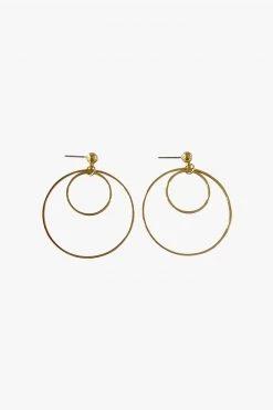 Flo Gives Back 15% To Women In Need Large Hanging Double Circle Stud Earrings Gold Jewellery
