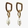 Flo Gives Back 15% To Women In Need Link Pearl Earrings Gold Jewellery