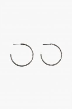 Flo Gives Back 15% To Women In Need Classic Thin Hoop Earrings Rhodium Jewellery