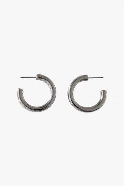 Flo Gives Back 15% To Women In Need Classic Thick Hoop Earrings Rhodium Jewellery