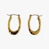 Flo Gives Back 15% To Women In Need Jewellery Beaten Oval Hoop Earrings Gold 2.8 X 1.8cm