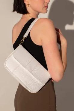 Brie Leon Isabel White Matte Croc Bag With Chain