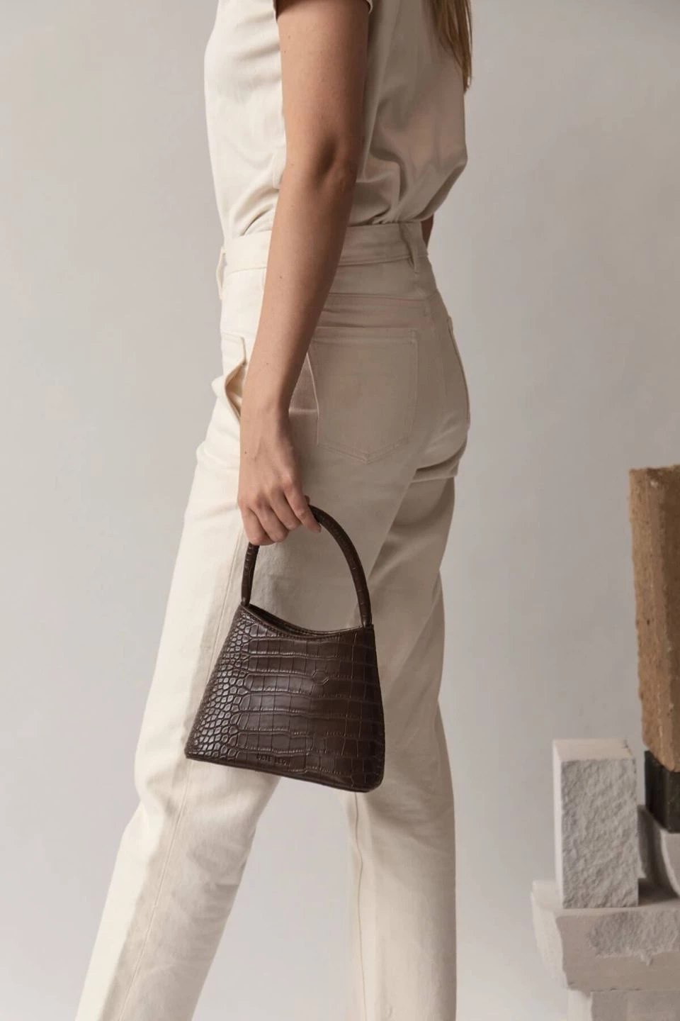 Brie Leon Mini Chloe Dark Chocolate Matte Croc Bag