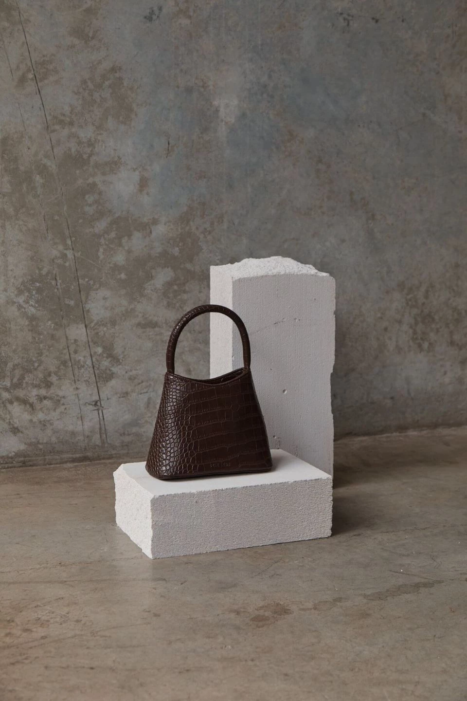 Brie Leon Mini Chloe Dark Chocolate Matte Croc Bag