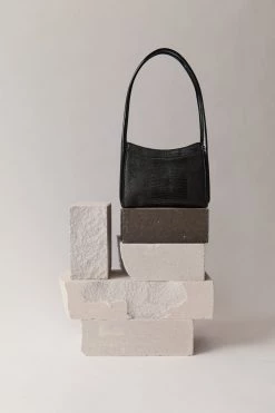 Brie Leon Mila Black Lizard Patent Shoulder Bag