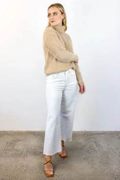 Among The Brave Brilliant Biscuit Eyelash Yarn Roll Neck Knit New In