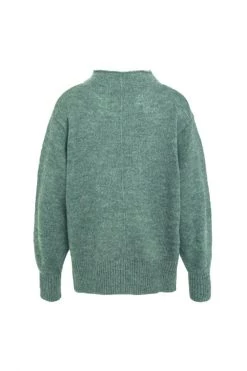 Among The Brave Knitwear Famous Soft Khaki Mohair Blend Boxy Funnel Neck Knit