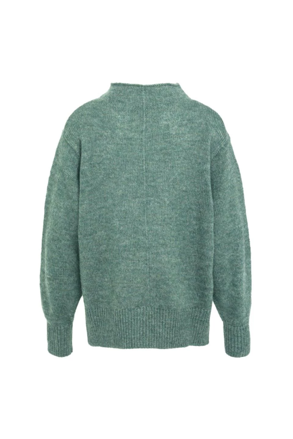 Among The Brave Knitwear Famous Soft Khaki Mohair Blend Boxy Funnel Neck Knit