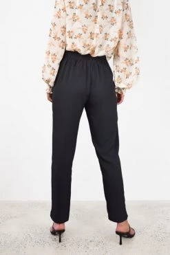 Among The Brave All Day Black Pleat Front Drapey Stretch Back Tapered Pant