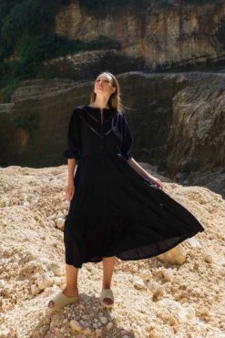 Blak Rosalita Black Ladder Lace Midi Dress New In