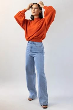 Ivy + Jack Motivation Blood Orange Boxy Balloon Sleeve Knit