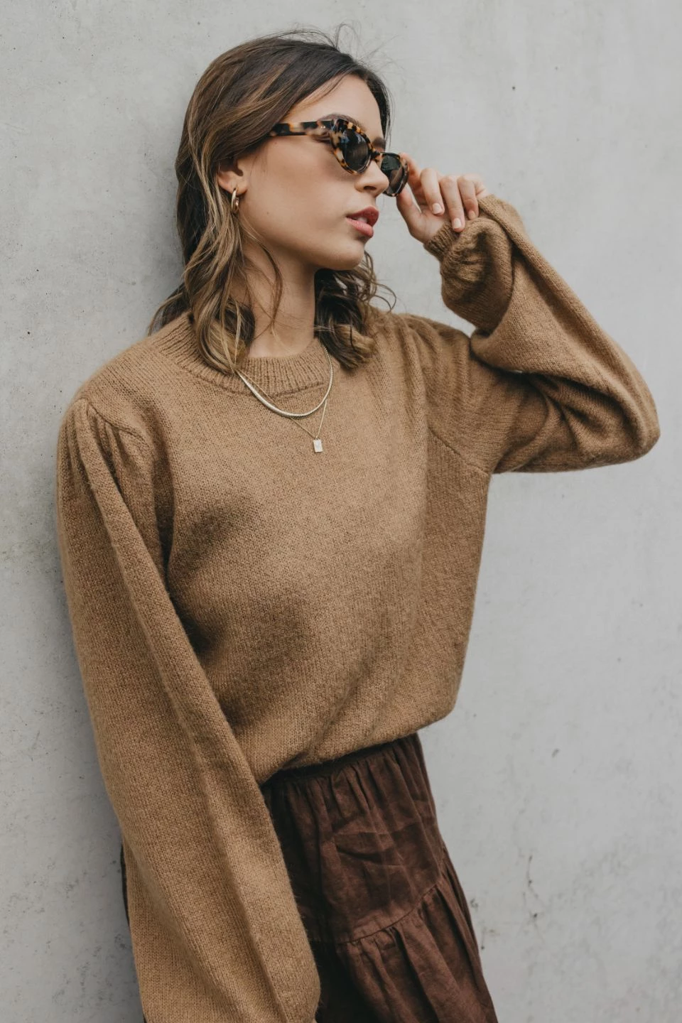 Seeking Lola Montana Toffee Blouson Sleeve Jumper New In