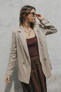 Ivy + Jack New In Mason Sand Linen Boyfried Blazer