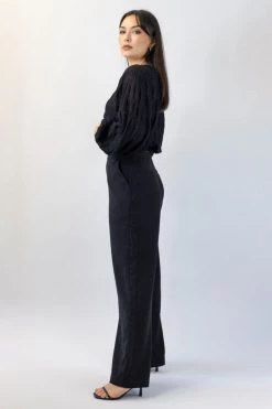 Among The Brave Pants Best Life Black Soft Crepe Wide Leg Pant