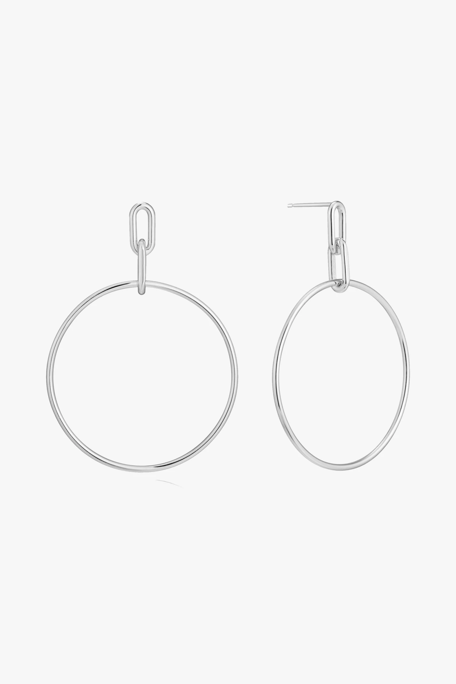 Ania Haie Chain Reaction Cable Link Large Fine Silver Hoop Earrings