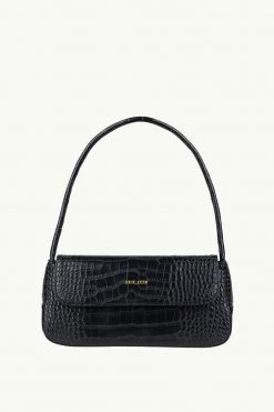 Brie Leon Bags & Wallets Camille Black Croc Recycled PU Shoulder Bag