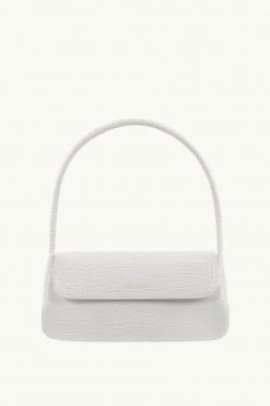 Brie Leon Camille White Croc Recycled PU Shoulder Bag Bags & Wallets