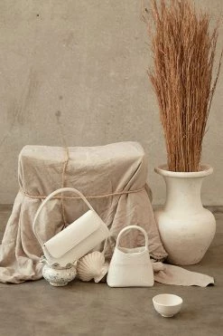 Brie Leon Camille White Croc Recycled PU Shoulder Bag Bags & Wallets