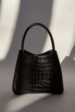 Brie Leon Bags & Wallets Chloe Matte Black Croc Recycled PU Top Handle Bag
