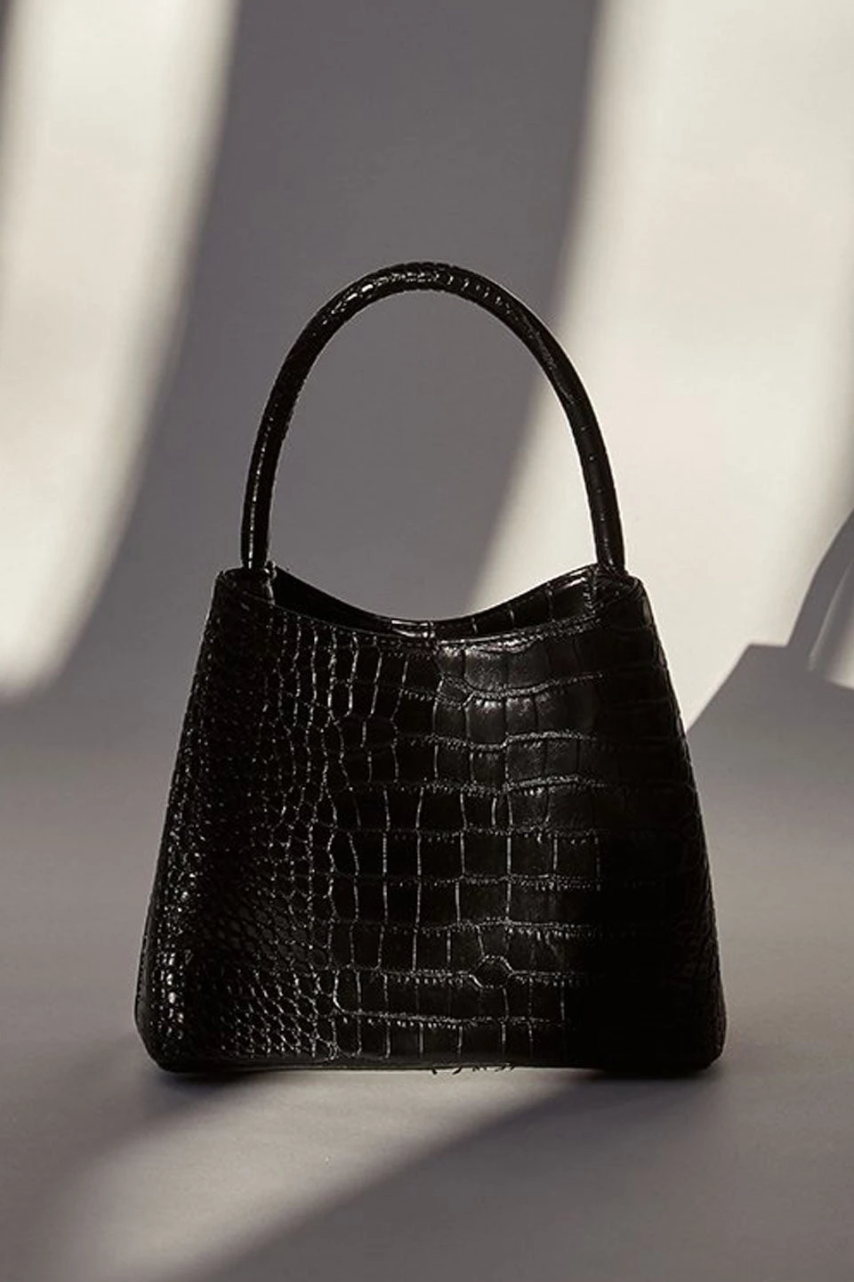 Brie Leon Bags & Wallets Chloe Matte Black Croc Recycled PU Top Handle Bag