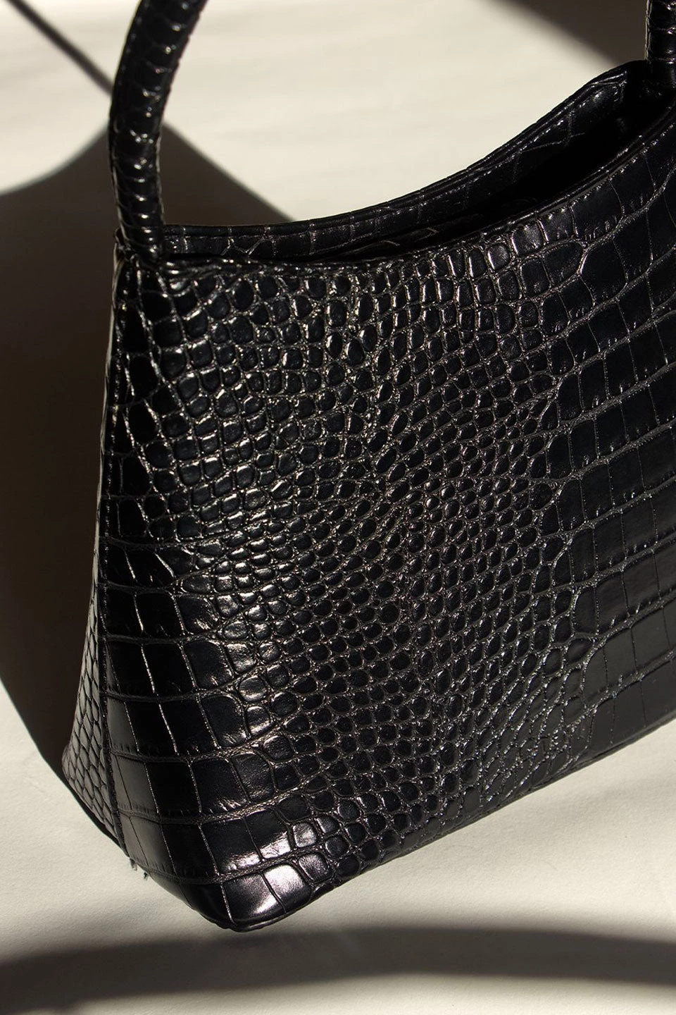 Brie Leon Bags & Wallets Chloe Matte Black Croc Recycled PU Top Handle Bag