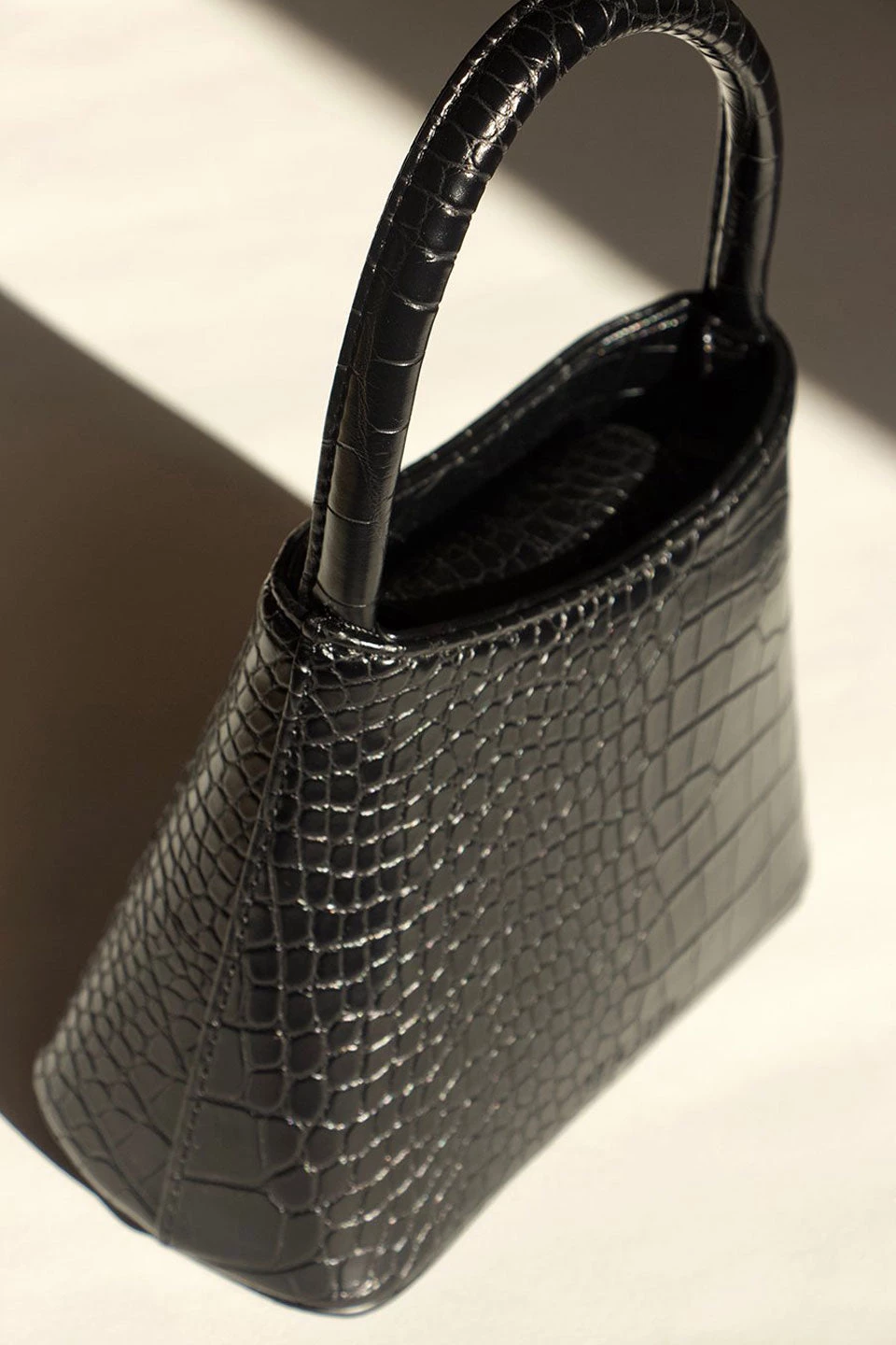 Brie Leon Mini Chloe Black Matte Croc Bag
