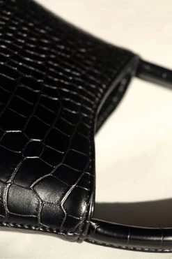 Brie Leon Mini Chloe Black Matte Croc Bag