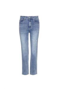 Among The Brave Carlie Straight Leg Distressed Raw Hem Faded Jean