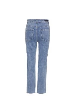 Among The Brave Carlie Straight Leg Distressed Raw Hem Faded Jean