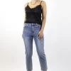 Among The Brave Carlie Straight Leg Distressed Raw Hem Faded Jean