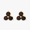 Silver Linings Casanova Gold Studs With Three Black Garnets