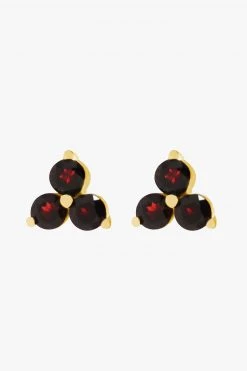 Silver Linings Casanova Gold Studs With Three Black Garnets