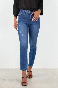 Among The Brave Stella Mid Blue Slim Leg Denim Jean