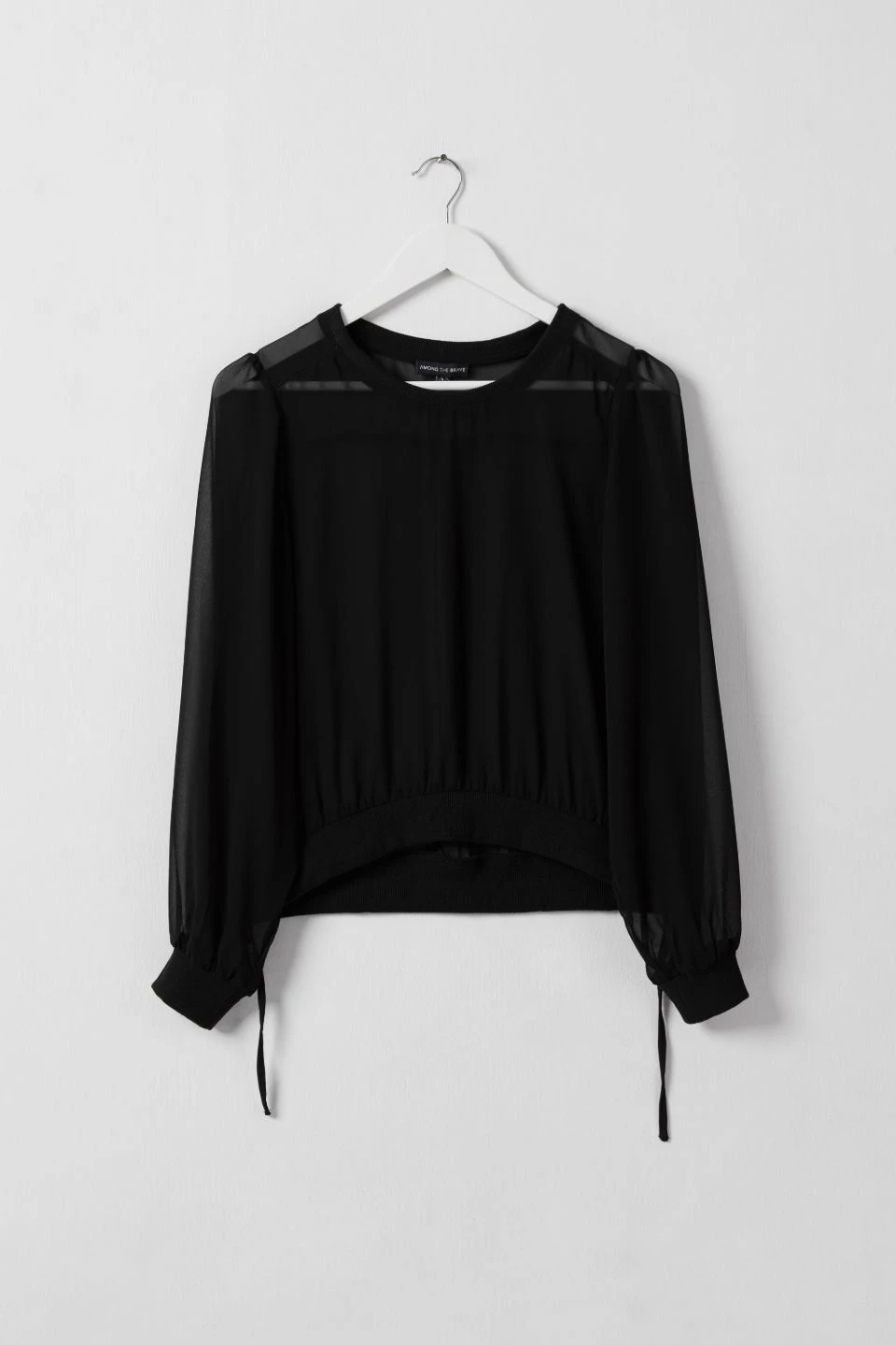 Among The Brave Chance Black Georgette LS Rib Hem Top