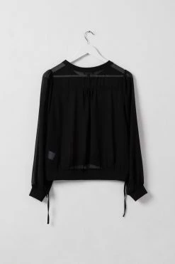 Among The Brave Chance Black Georgette LS Rib Hem Top