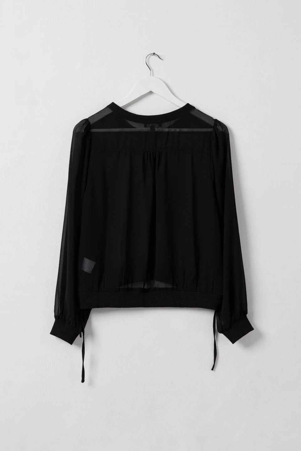 Among The Brave Chance Black Georgette LS Rib Hem Top
