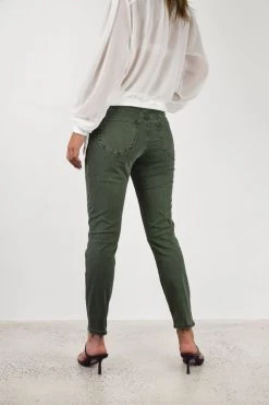 Among The Brave Harper Dark Khaki Knee Dart Denim Jean