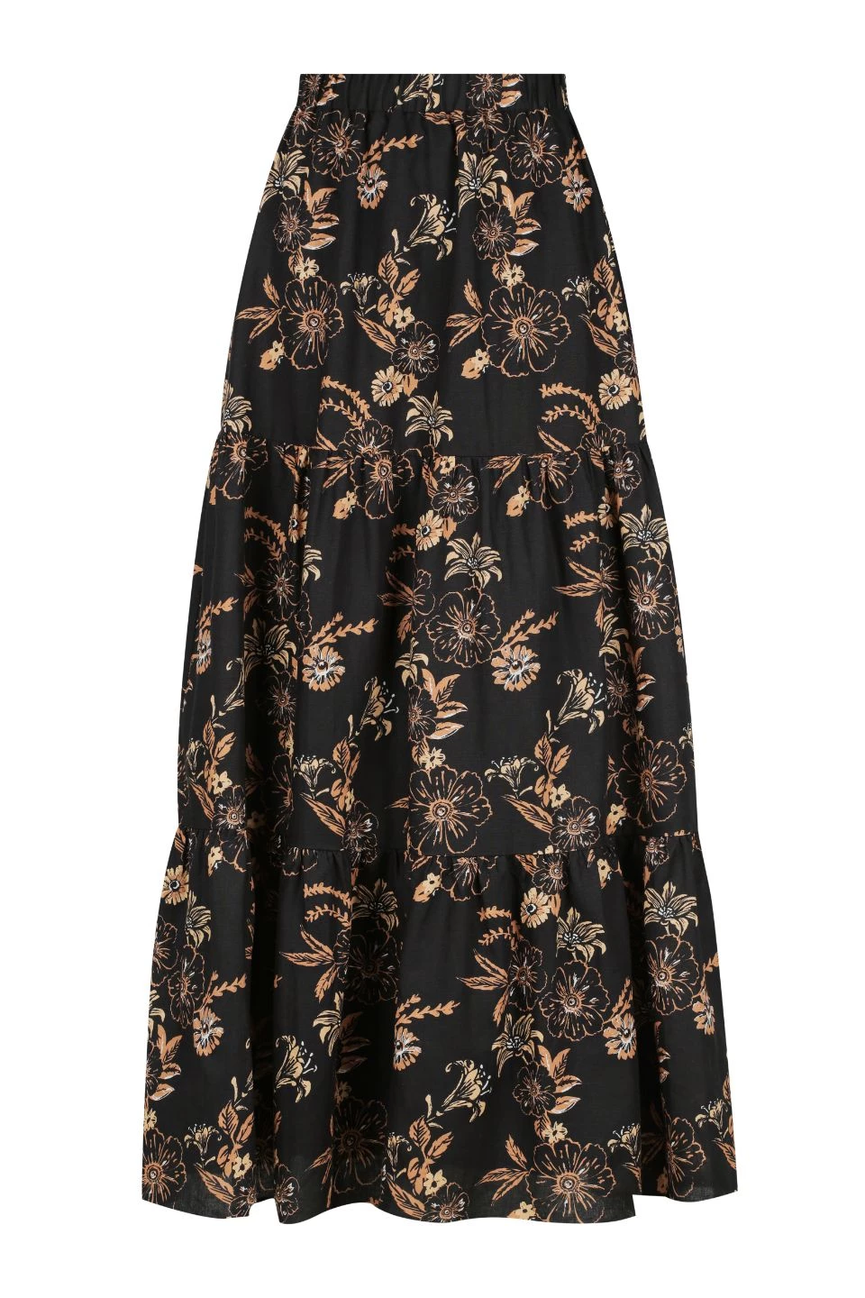 Charlie Holiday Pamela Black Sweet Tropics Floral Tiered Maxi Skirt New In