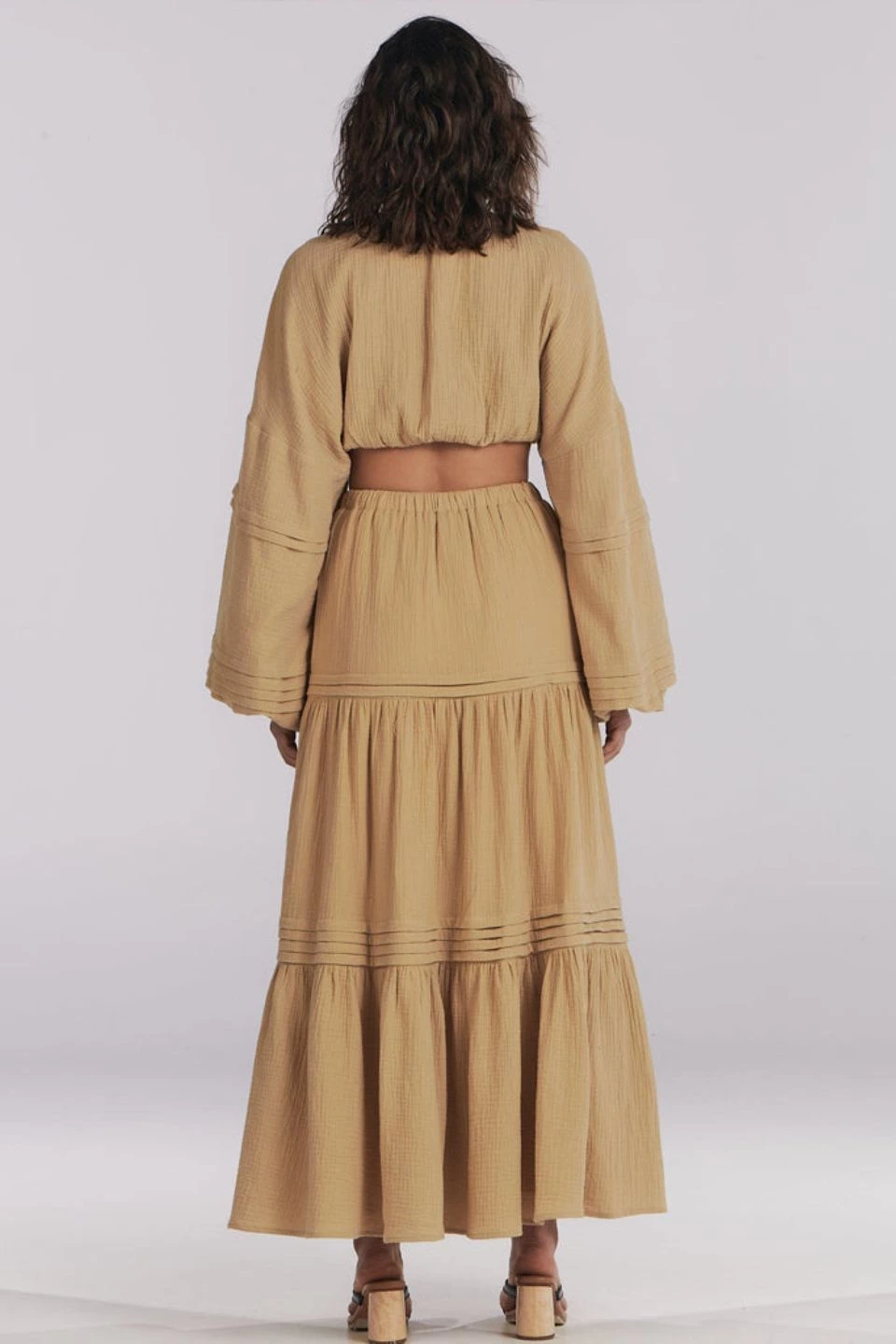 Charlie Holiday Skirts Monica Natural Cotton Tiered Maxi Skirt