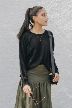 Dom Clearly Black LS Knit Sweater Knitwear