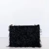 Vash Event-wear Edit Cleo Black Shearling Small Wristlet Bag