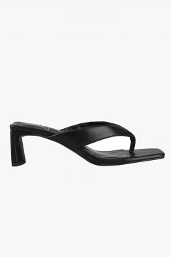 St Sana Courtney Black Vegan Leather Jandal Style Mule Heels Event-wear Edit