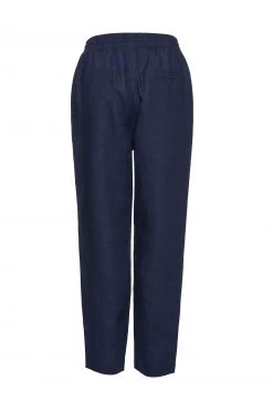 Among The Brave Cruise Navy Elastic Waist Drawstring Tapered Linen Pant Pants
