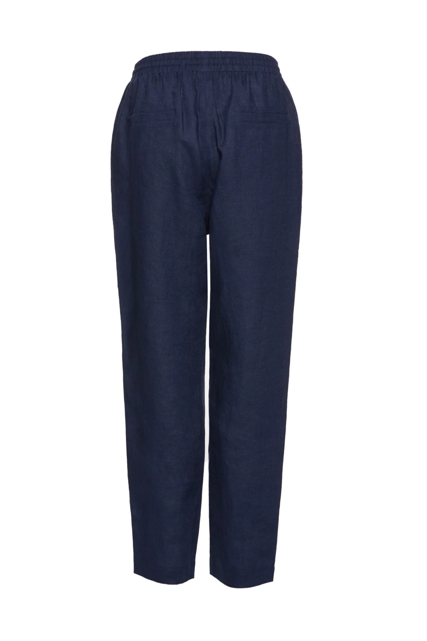 Among The Brave Cruise Navy Elastic Waist Drawstring Tapered Linen Pant Pants