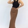 Ivy + Jack New In Dynamic Mocha Cupro Midi Bias Skirt