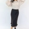 Ivy + Jack Carly Ecru Shirred LS Raglan Elastic Hem Crop Top